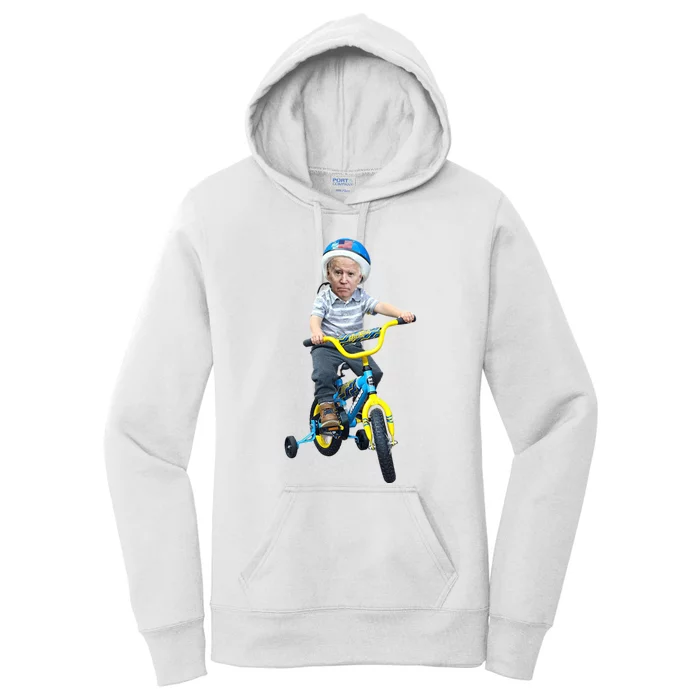 Baby Joe Biden On Tricycle Funny Joe Biden Bike Women's Pullover Hoodie