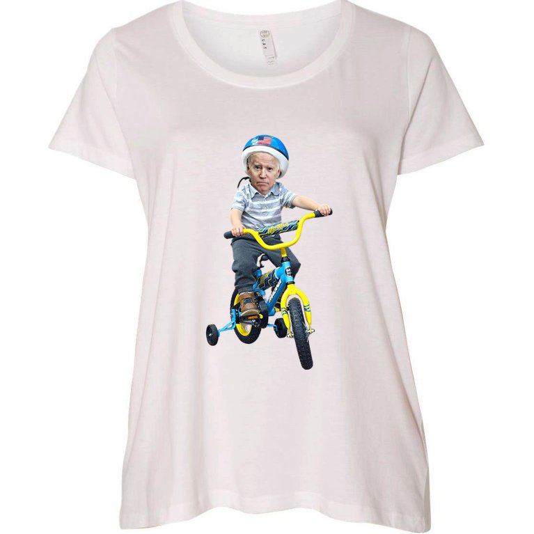 Baby Joe Biden On Tricycle Funny Joe Biden Bike Women's Plus Size T-Shirt