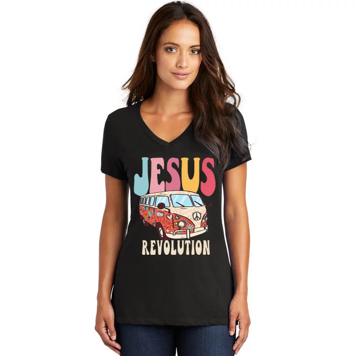 Boho Jesus-Revolution, Christian Faith Based Jesus Costume Women's V-Neck T-Shirt