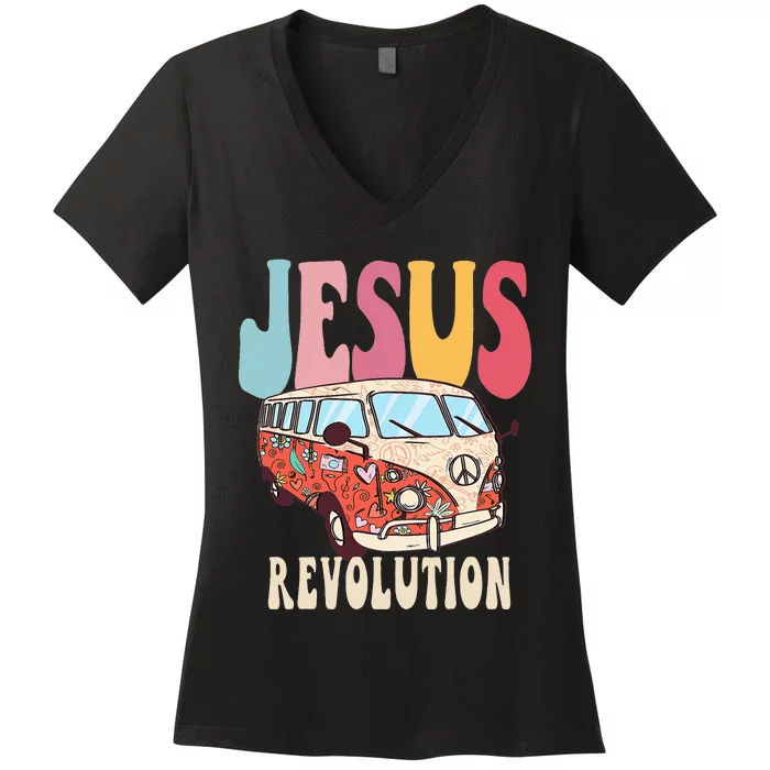 Boho Jesus-Revolution, Christian Faith Based Jesus Costume Women's V-Neck T-Shirt