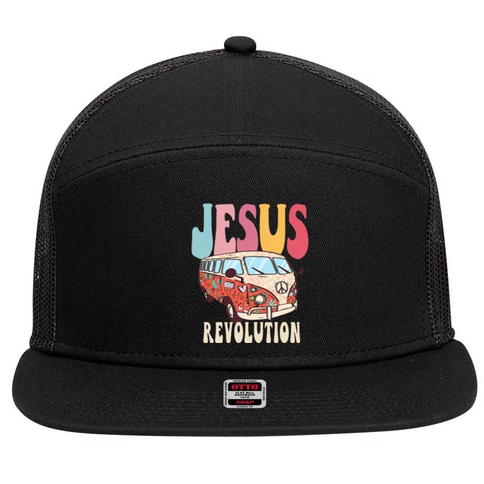 Boho Jesus-Revolution, Christian Faith Based Jesus Costume 7 Panel Mesh Trucker Snapback Hat