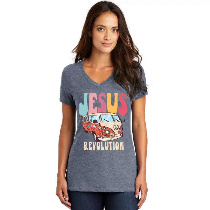 Boho JesusRevolution, Christian Faith Based Jesus Costume Women's V-Neck T-Shirt