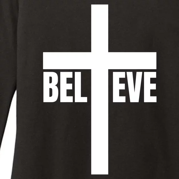 Believe Jesus Christ Cross Easter Faith Womens CVC Long Sleeve Shirt