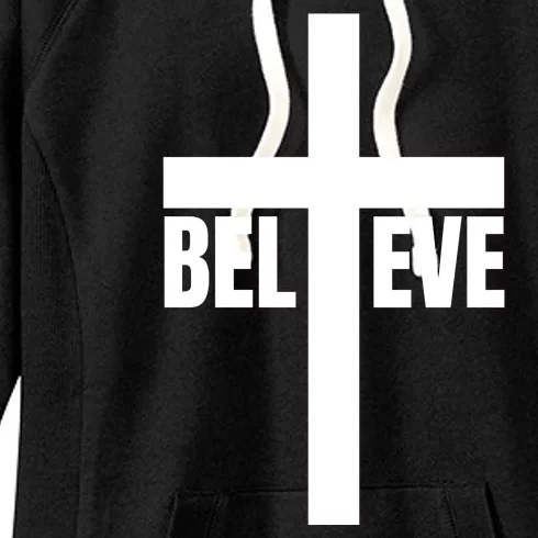 Believe Jesus Christ Cross Easter Faith Women's Fleece Hoodie