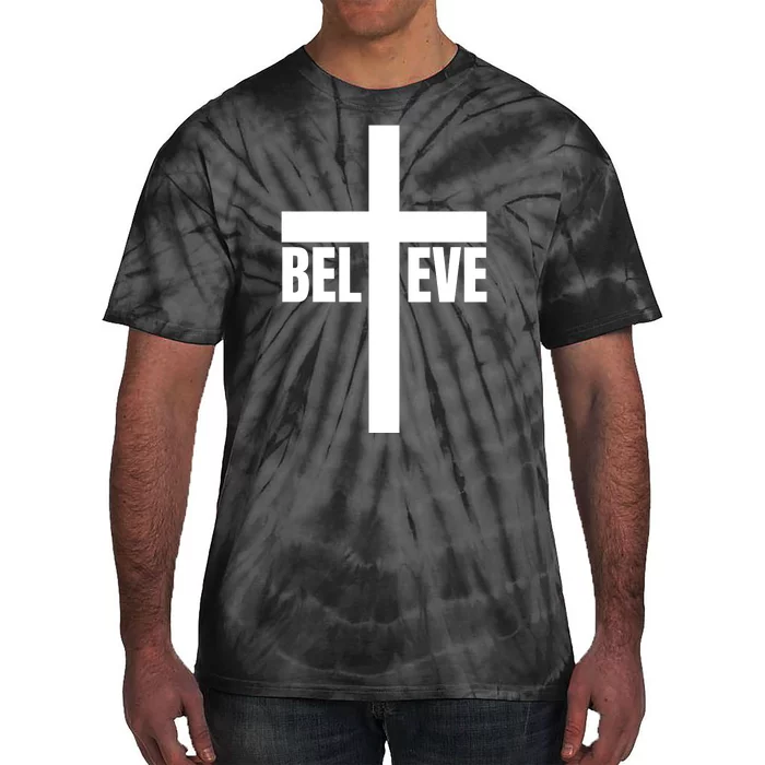 Believe Jesus Christ Cross Easter Faith Tie-Dye T-Shirt