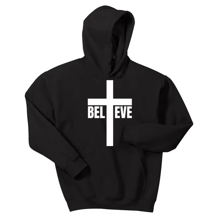 Believe Jesus Christ Cross Easter Faith Kids Hoodie