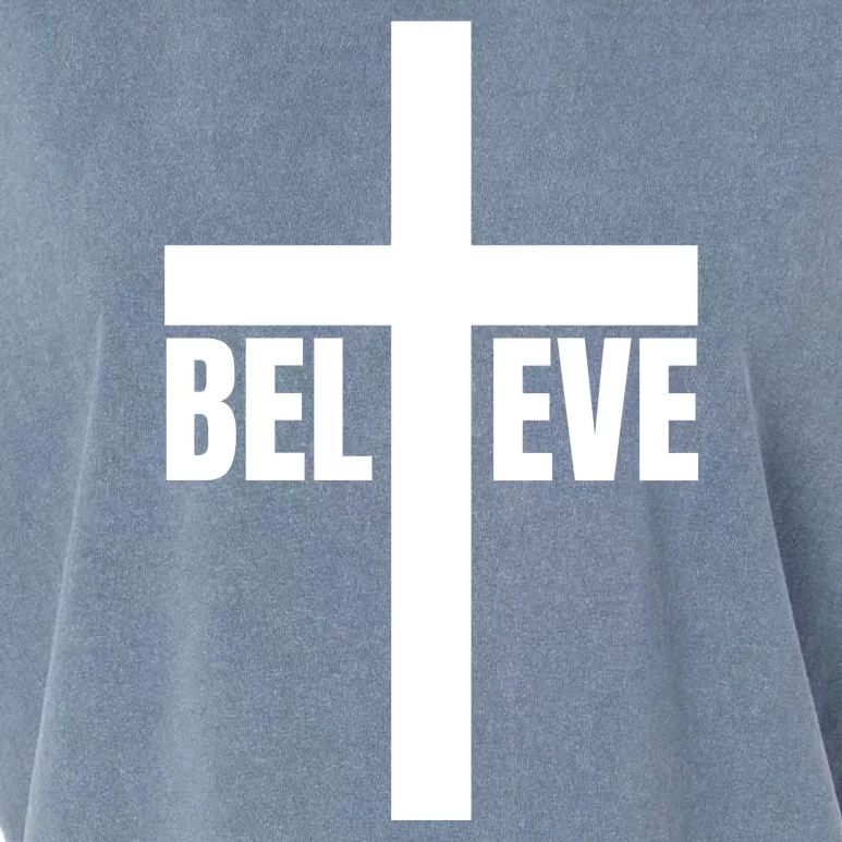 Believe Jesus Christ Cross Easter Faith Garment-Dyed Women's Muscle Tee