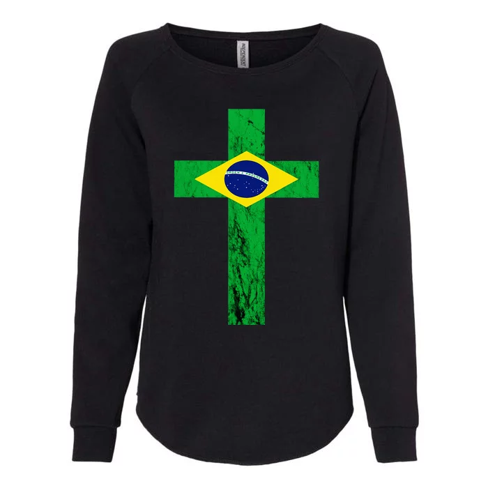 Brazil Jesus Cross Brazilian Faith Brasileiro Christian Womens California Wash Sweatshirt