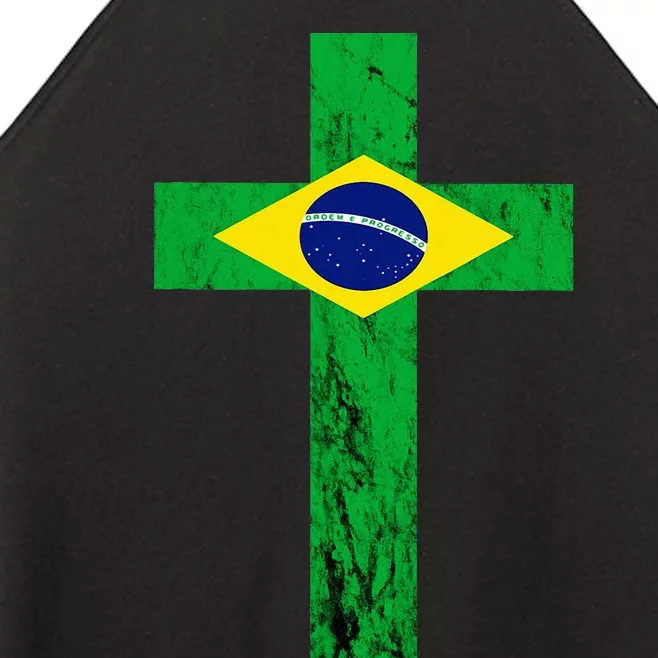 Brazil Jesus Cross Brazilian Faith Brasileiro Christian Women’s Perfect Tri Rocker Tank