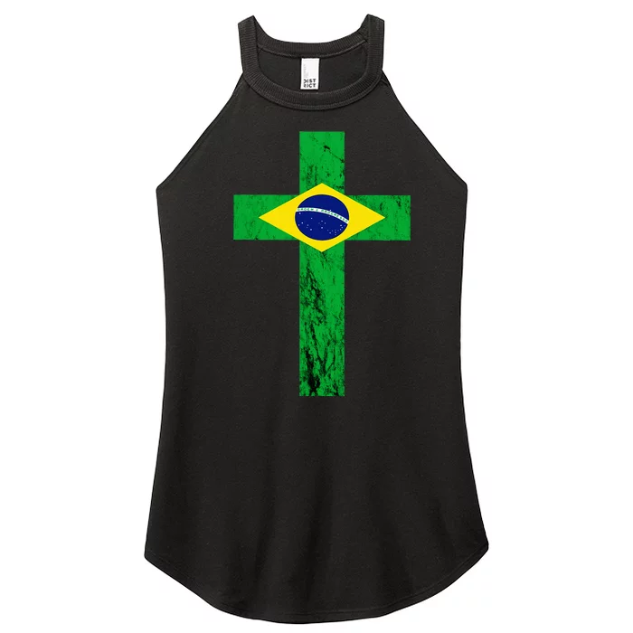 Brazil Jesus Cross Brazilian Faith Brasileiro Christian Women’s Perfect Tri Rocker Tank