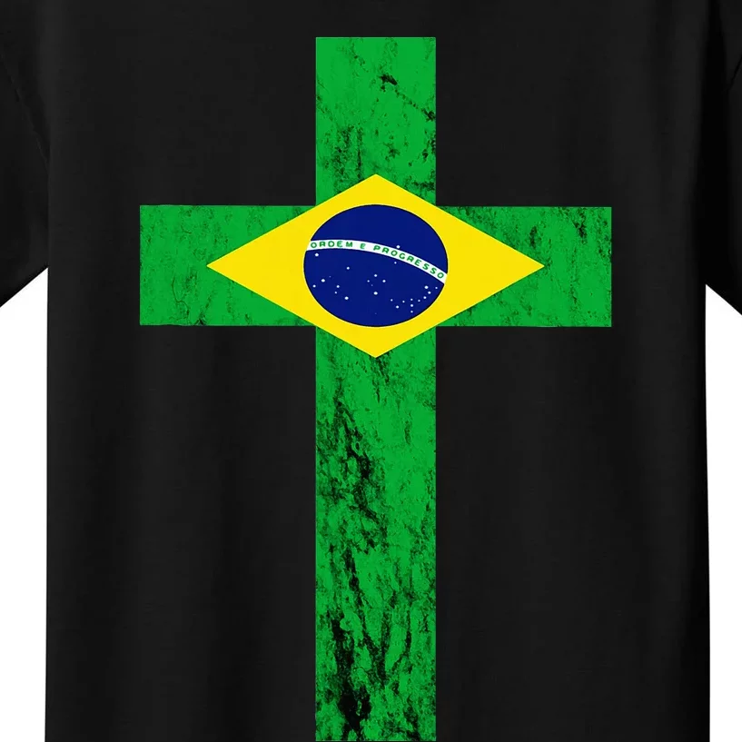 Brazil Jesus Cross Brazilian Faith Brasileiro Christian Kids T-Shirt