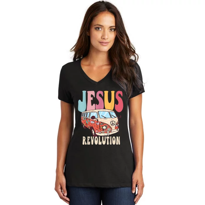 Boho JesusRevolution, Christian Faith Based Jesus Costume Women's V-Neck T-Shirt