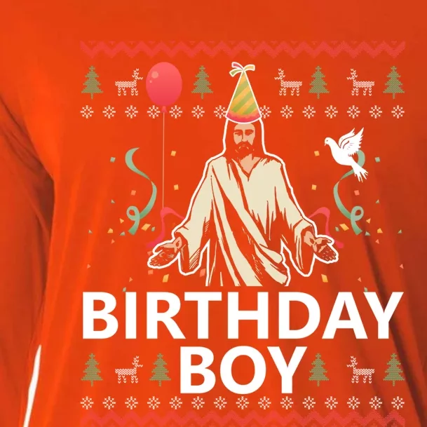 Birthday Jesus Christ Christmas Sweater Funny Jesus Cute Gift Cooling Performance Long Sleeve Crew