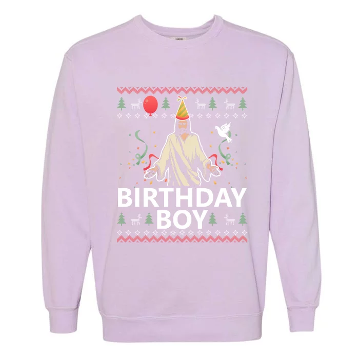 Birthday Jesus Christ Christmas Sweater Funny Jesus Cute Gift Garment-Dyed Sweatshirt