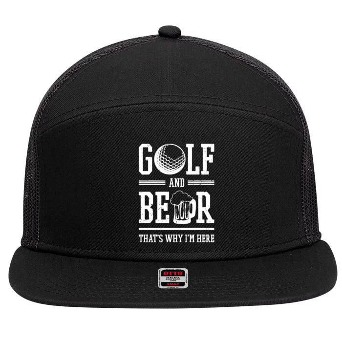 Beer Joke Dad Beer Lovers Playing Golf Gift For Father's Day 7 Panel Mesh Trucker Snapback Hat