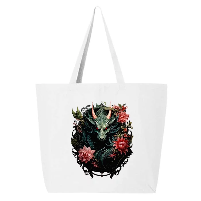 Beautiful Jade Dragon Floral Art Noveau 25L Jumbo Tote