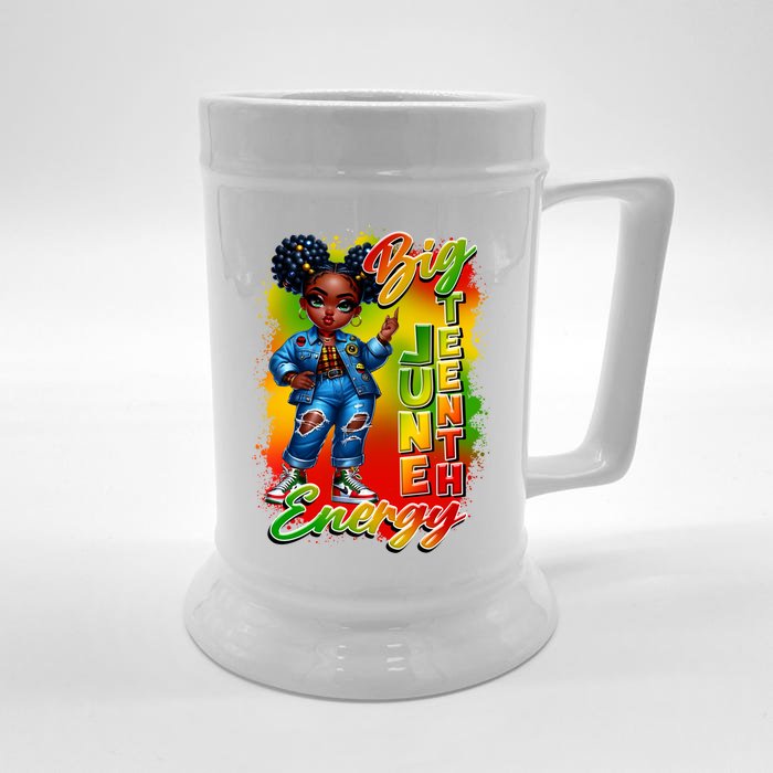 Big Junenth Energy Ancestors Melanin Black African Cool Gift Front & Back Beer Stein