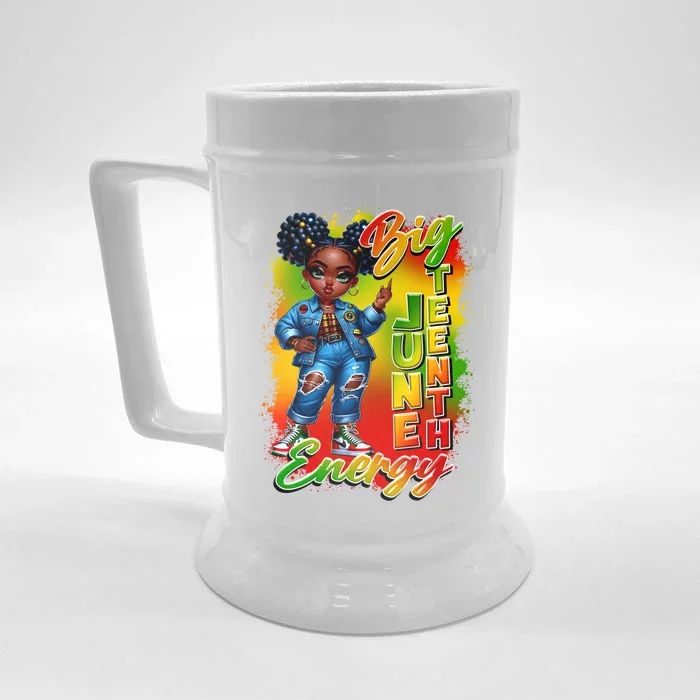 Big Junenth Energy Ancestors Melanin Black African Cool Gift Front & Back Beer Stein