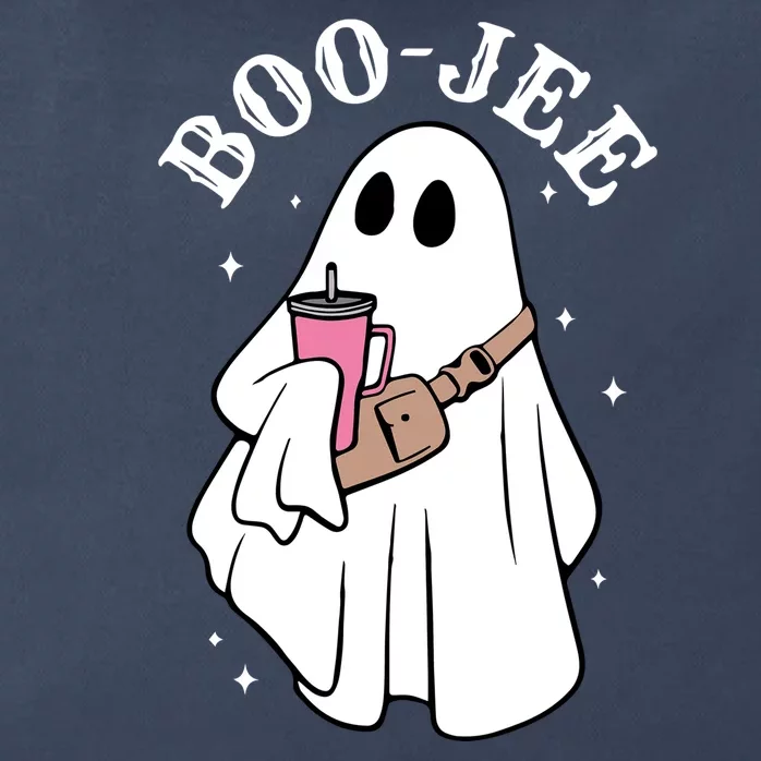 Boo Jee Funny Halloween Shopaholic Ghost Zip Tote Bag