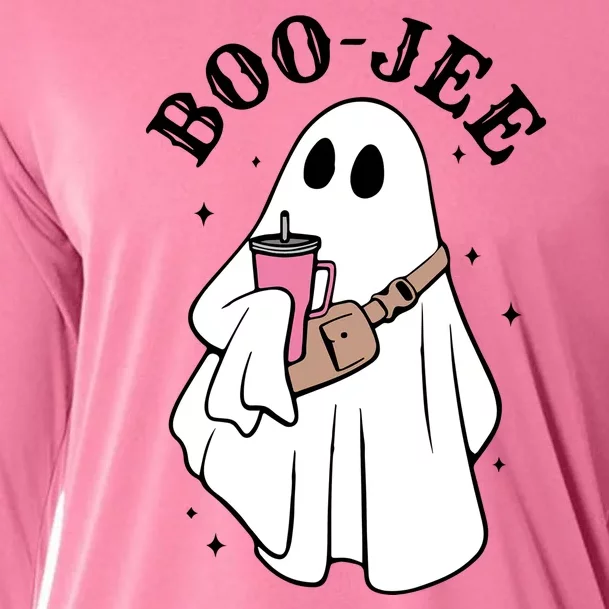 Boo Jee Funny Halloween Shopaholic Ghost Cooling Performance Long Sleeve Crew