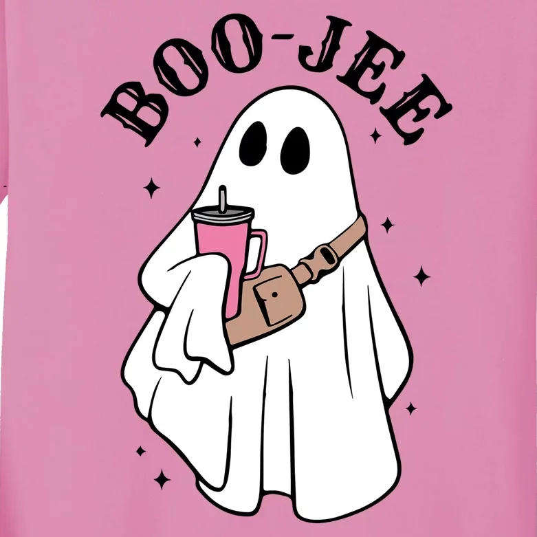 Boo Jee Funny Halloween Shopaholic Ghost Kids Long Sleeve Shirt