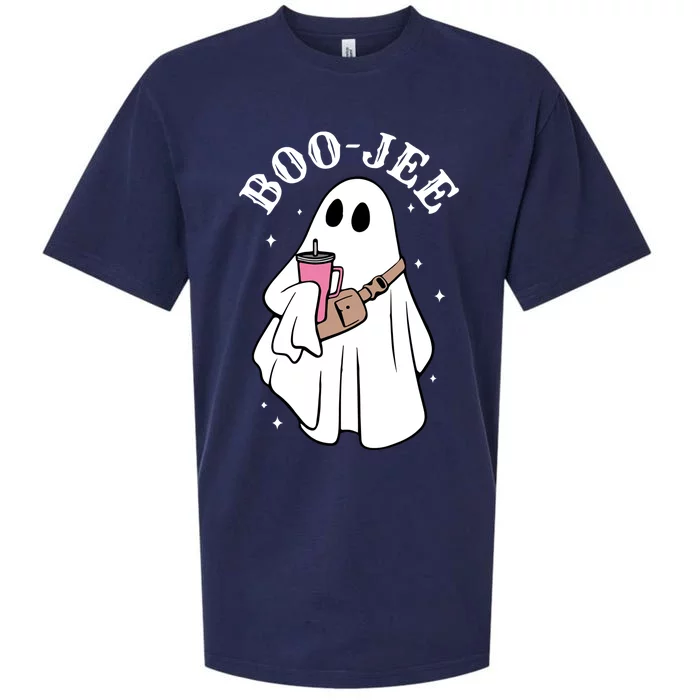 Boo Jee Funny Halloween Shopaholic Ghost Sueded Cloud Jersey T-Shirt