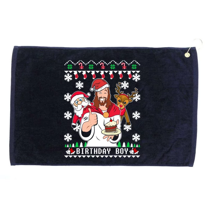 Birthday Jesus Funny Ugly Christmas Funny Gift Grommeted Golf Towel