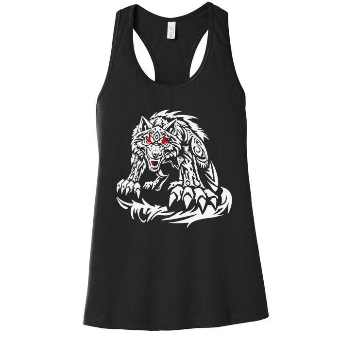 Black Jacob Fatu Wolf Gift Women's Racerback Tank