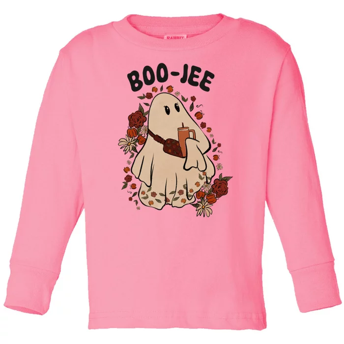 Boo Jee Fall Halloween Ghost Funny Toddler Long Sleeve Shirt