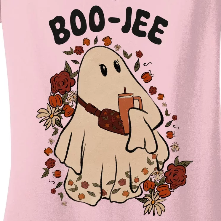 Boo Jee Fall Halloween Ghost Funny Women's V-Neck T-Shirt