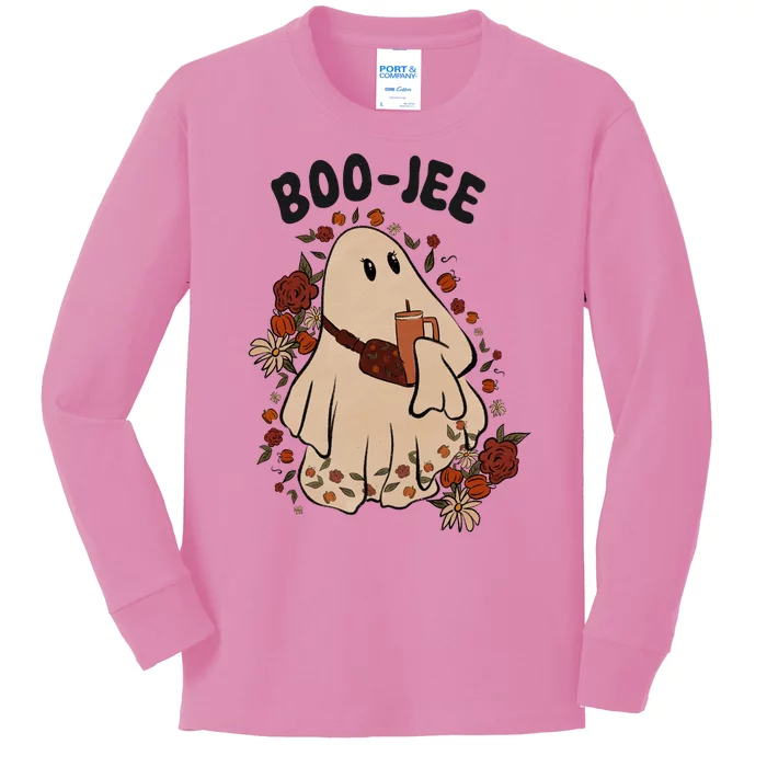 Boo Jee Fall Halloween Ghost Funny Kids Long Sleeve Shirt