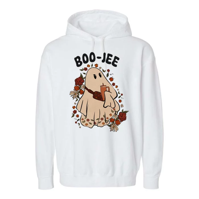 Boo Jee Fall Halloween Ghost Funny Garment-Dyed Fleece Hoodie