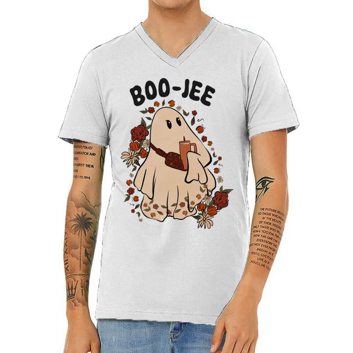 Boo Jee Fall Halloween Ghost Funny V-Neck T-Shirt