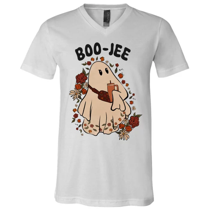 Boo Jee Fall Halloween Ghost Funny V-Neck T-Shirt