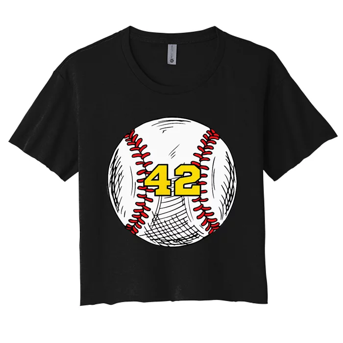 Baseball Jersey Favorite Lucky Number 42 Women's Crop Top Tee