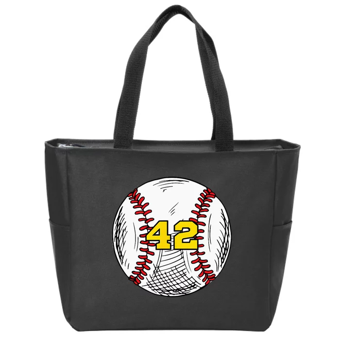 Baseball Jersey Favorite Lucky Number 42 Zip Tote Bag