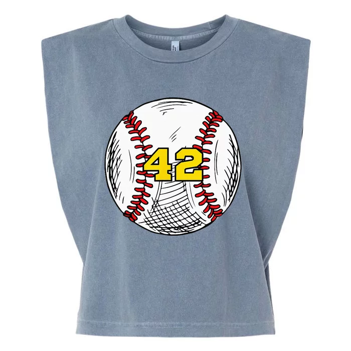 Baseball Jersey Favorite Lucky Number 42 Garment-Dyed Women's Muscle Tee