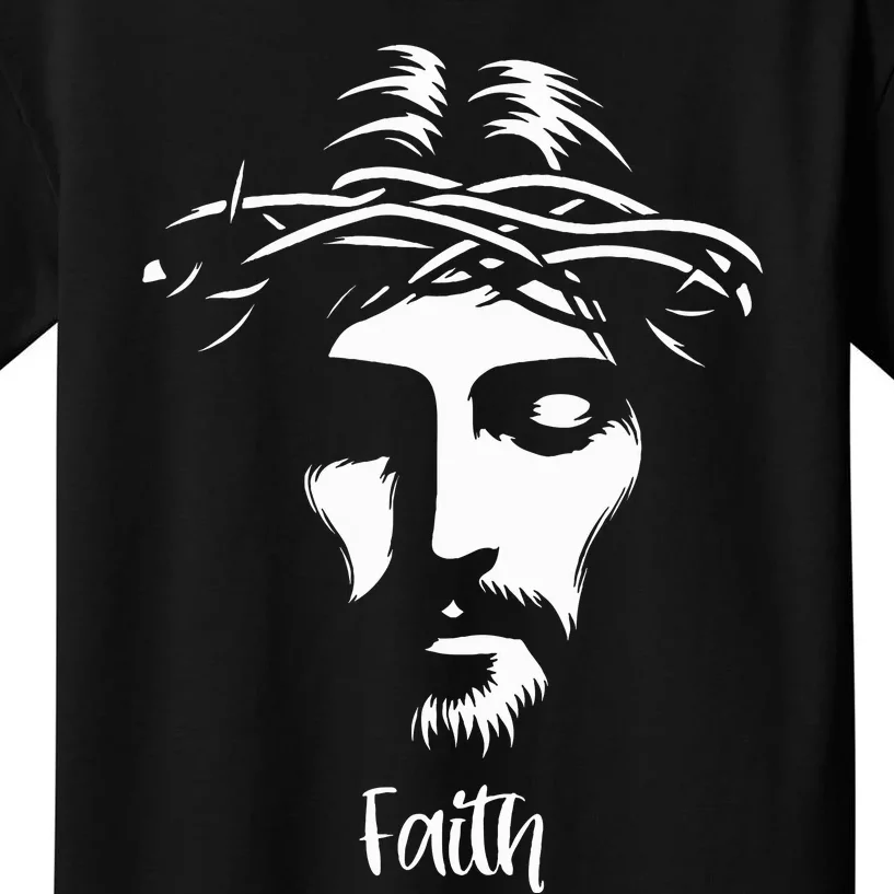 Beautiful Jesus Face Crown Of Thorns Christian Faith Peace Kids T-Shirt