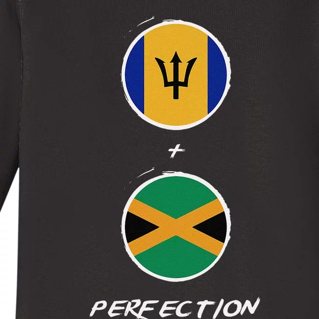 Barbados Jamaica Flag Perfection Bajan Barbadian Jamaican Baby Long Sleeve Bodysuit