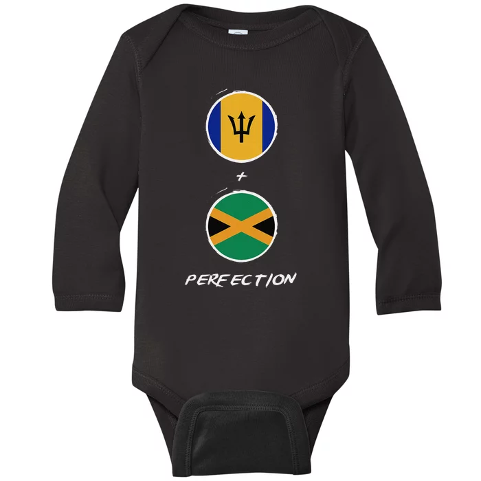 Barbados Jamaica Flag Perfection Bajan Barbadian Jamaican Baby Long Sleeve Bodysuit