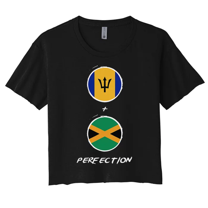 Barbados Jamaica Flag Perfection Bajan Barbadian Jamaican Women's Crop Top Tee