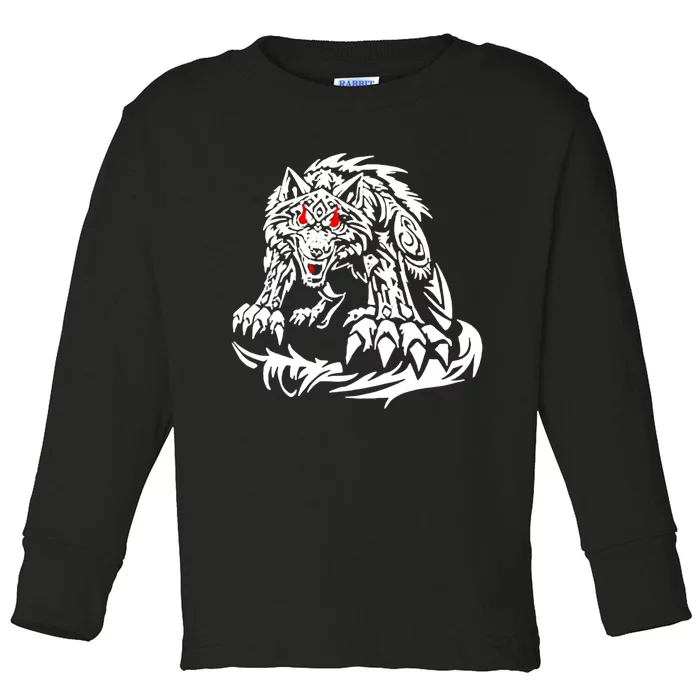 Black Jacob Fatu Wolf Toddler Long Sleeve Shirt