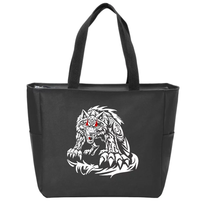 Black Jacob Fatu Wolf Zip Tote Bag