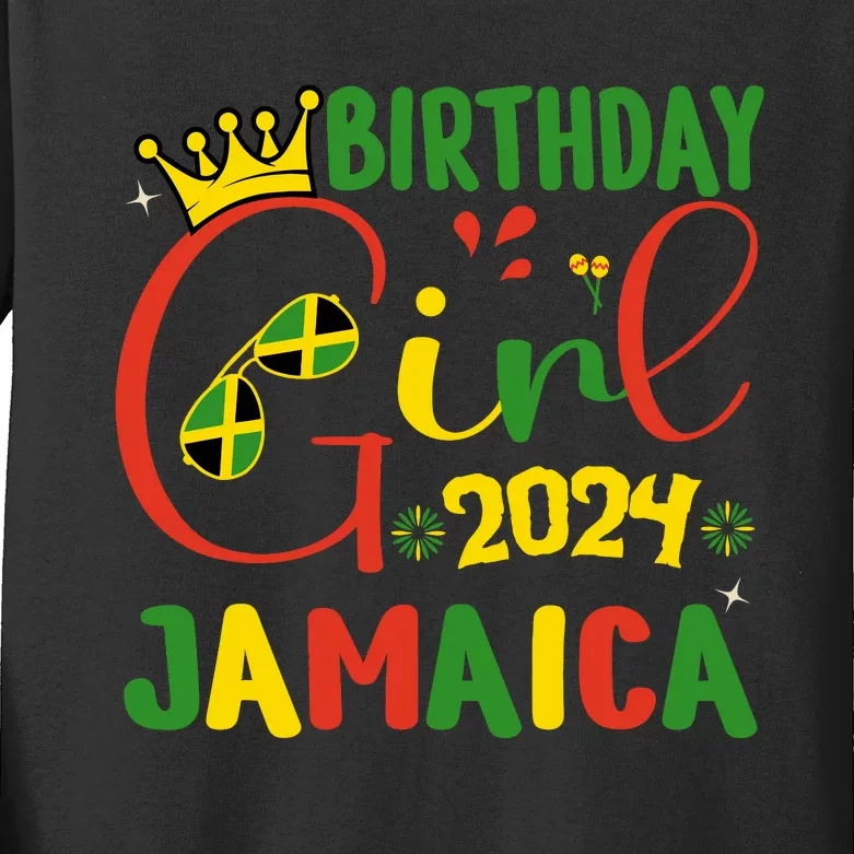 Birthday Jamaica Girl Trip 2024 Jamaica Birthday Squad Kids Long Sleeve Shirt