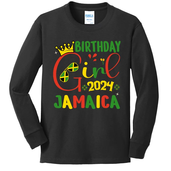 Birthday Jamaica Girl Trip 2024 Jamaica Birthday Squad Kids Long Sleeve Shirt