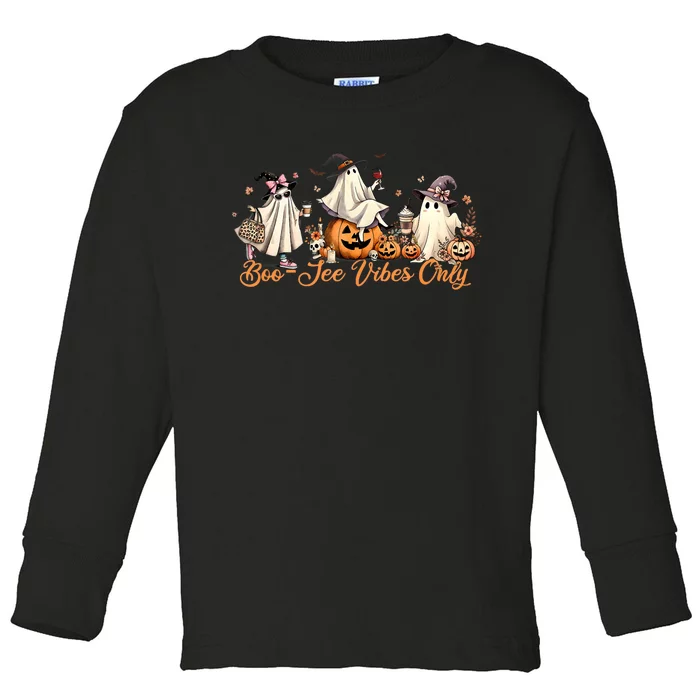 Boo Jee Ghost Ice Coffee Coquette Bow Halloween Women Girl Toddler Long Sleeve Shirt