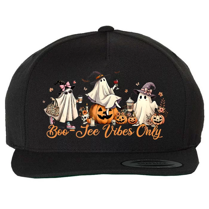 Boo Jee Ghost Ice Coffee Coquette Bow Halloween Women Girl Wool Snapback Cap