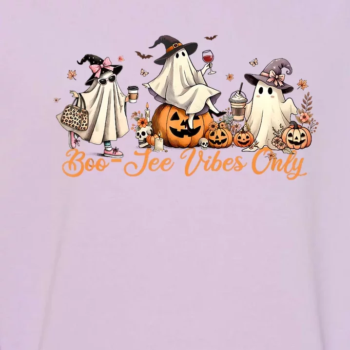 Boo Jee Ghost Ice Coffee Coquette Bow Halloween Women Girl Garment-Dyed Sweatshirt