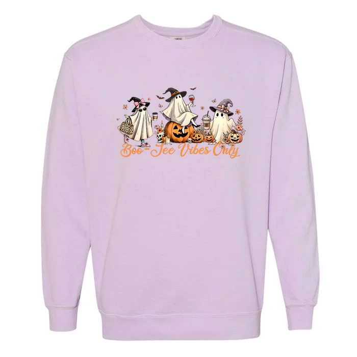 Boo Jee Ghost Ice Coffee Coquette Bow Halloween Women Girl Garment-Dyed Sweatshirt