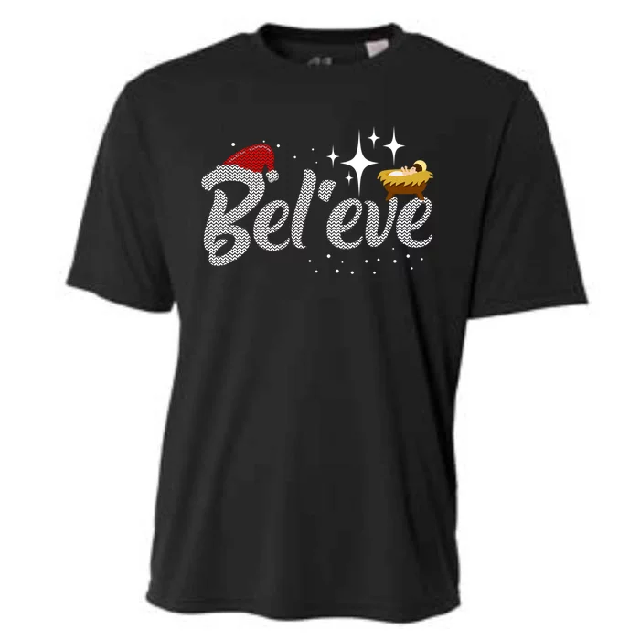 Believe Jesus Gift For Christmas Cooling Performance Crew T-Shirt